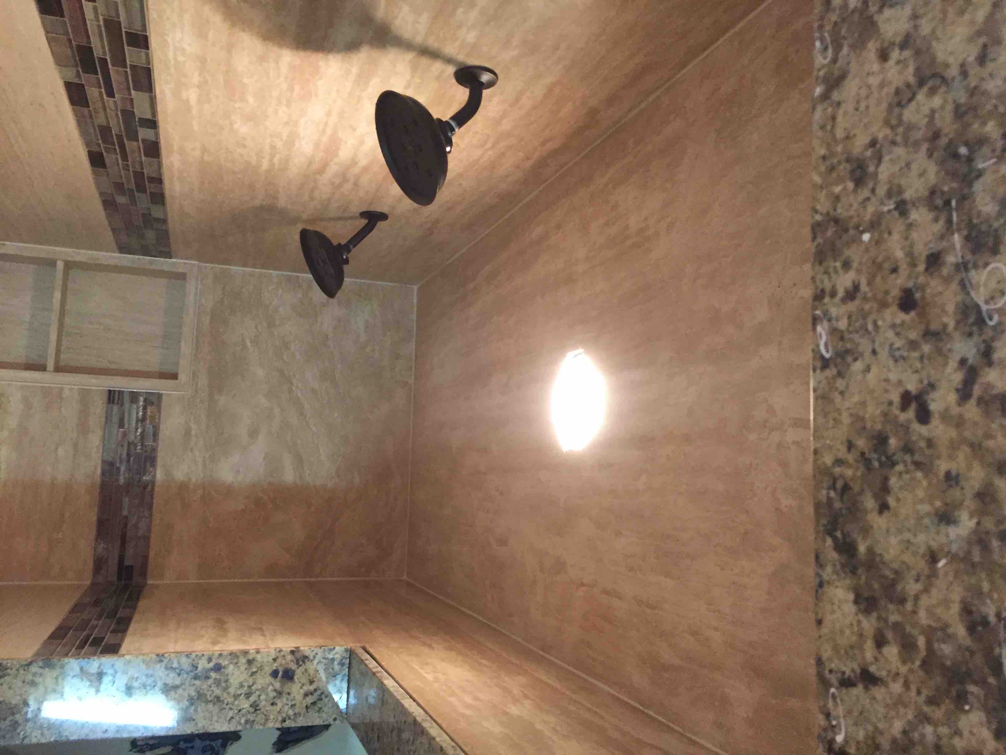 1 Custom Ivory Vein Groutless Showers from California Doors and Windows